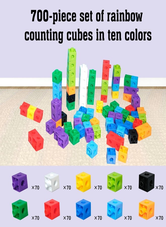 SENONAPO 701 Pcs Math Learning Linking Cube with Storage Container Counting Cubes Plastic Colorful Counting Blocks Math Manipulatives Classroom Learning Supplies for Home School Educational(Blue) - Image 3